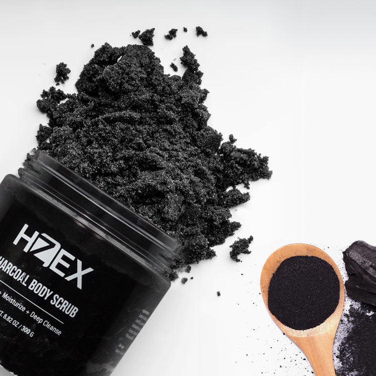 Men's Charcoal Exfoliating Face & Body Wash Scrub, Natural Organic