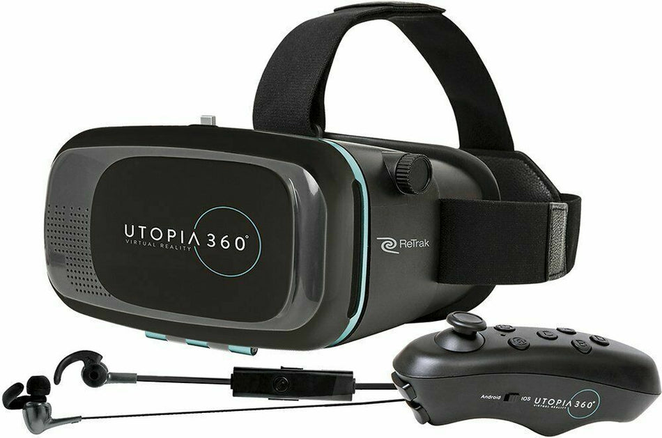 EMERGE UTOPIA 360 VIRTUAL REALITY 3D VR HEADSET W BLUETOOTH CONTROLLER & EARBUDS