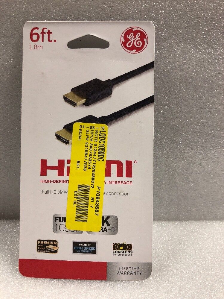 GENERAL ELECTRIC 33574 BASIC SERIES GOLD HDMI(R) CABLE 6FT, MAXIMUM QUALITY