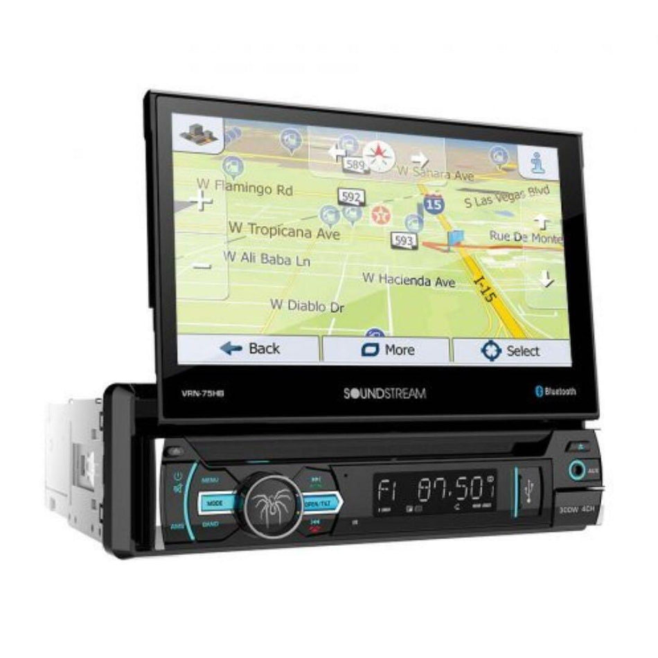 SOUNDSTREAM VRN-75HB DVD/CD PLAYER 7" FLIP UP BLUETOOTH NAVIGATION GPS USB AUX