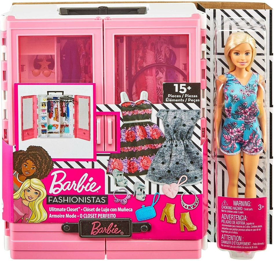 Mattel Barbie Fashionistas Ultimate Closet Portable with Barbie clothes