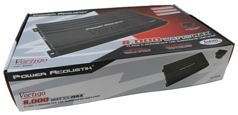 Power Acoustik VA1-8000D 1 Ch Class D Monoblock Car Audio Amp Sub Amplifier 8000