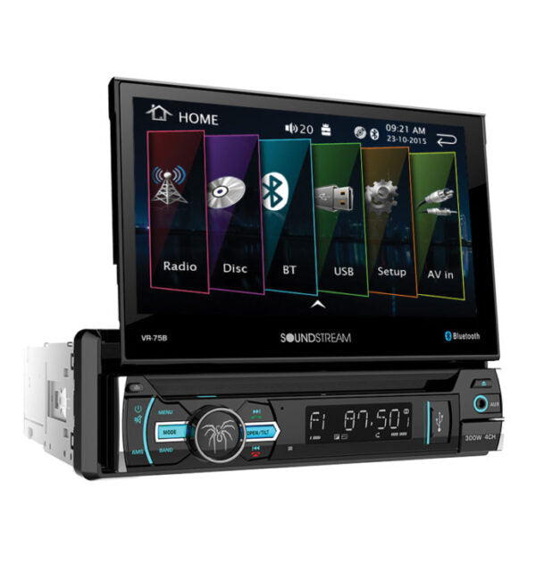 SOUNDSTREAM VR-75B SINGLE DIN FLIP UP 7" LCD BLUETOOTH/CD/DVD RADIO W/10 BAND EQ